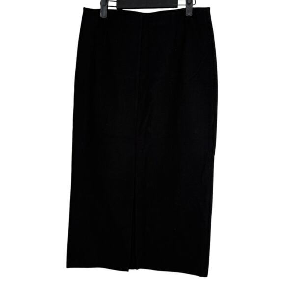 Zara Professional Straight Pencil Fitted Midi Stretch Skirt Back Slit L Black - Picture 11 of 15